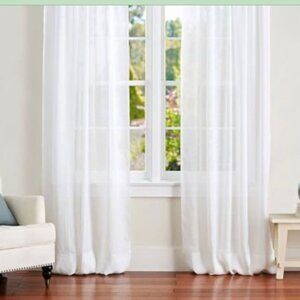 Pottery Barn Belgian Flax Linen Sheer Curtain - White 50 x 84" - MINT